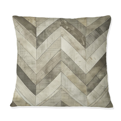 Grey Herringbone Print II - Traditional Throw Pillow
