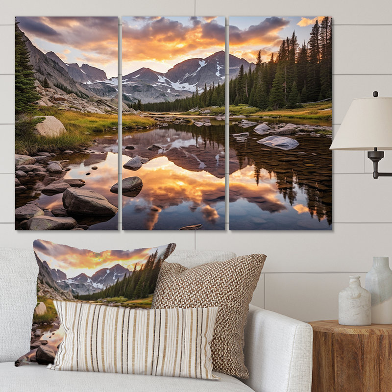 Ensemble de 3 impressions sur toile Colorado Mountain Senerity III Forest , H 32 po x l 48 po x P 1 po