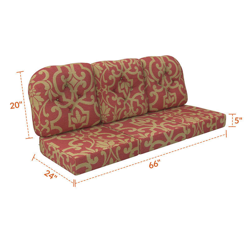 Coussin de remplacement pour canapé d'extérieur Sunbrella, Vanya Cabernet abstrait