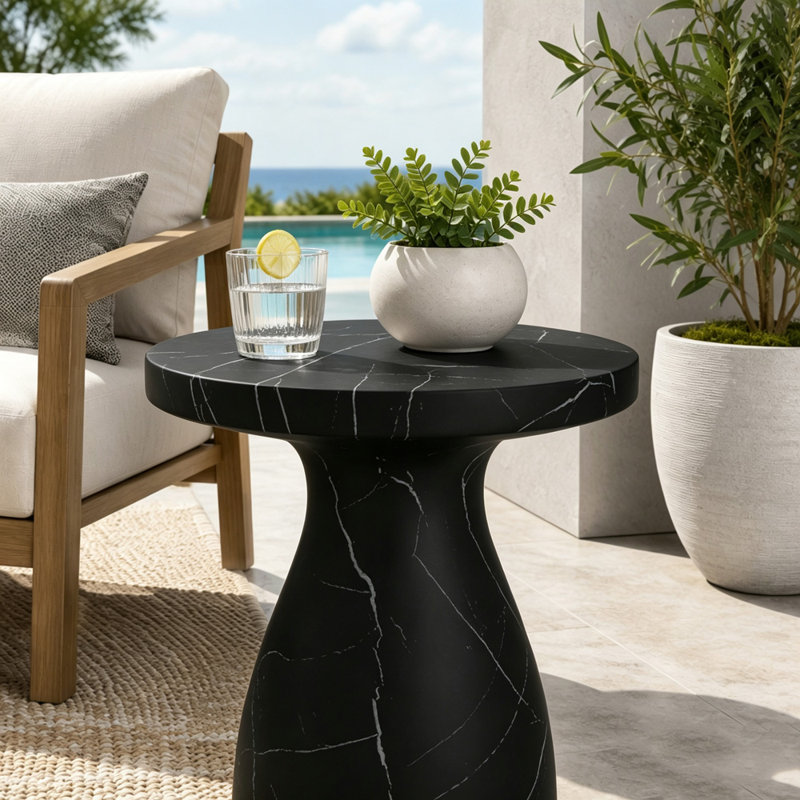 Table d'appoint en béton léger d'extérieur / d'intérieur Travertine, Beige