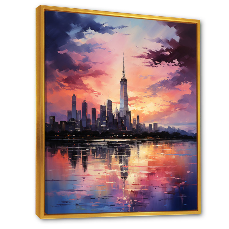 Mystical Skyline Hues I, Cadre flottant doré, H 32 po x l 24 po x P 1 po