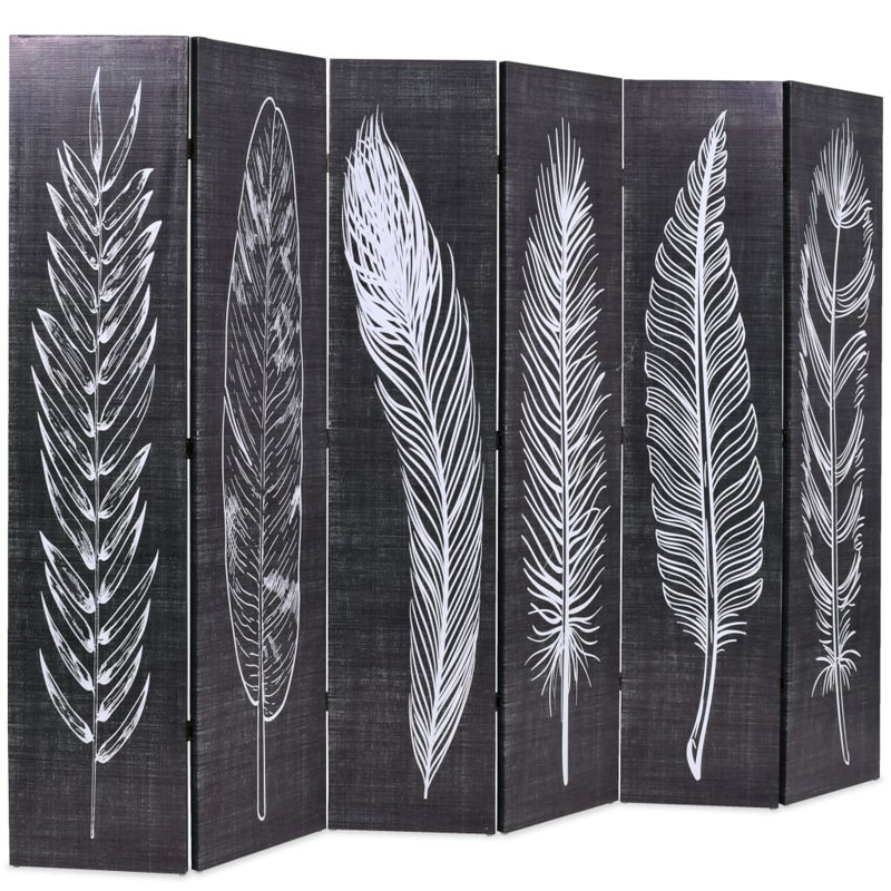 Paravent pliable 89,8 x 66,9 po, plumes, noir