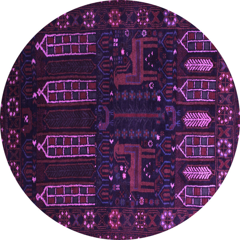 Washable Oriental Indoor Rug, Round 7'