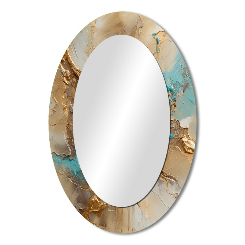 Miroir mural ovale sur fond doré, 36 po x 24 po