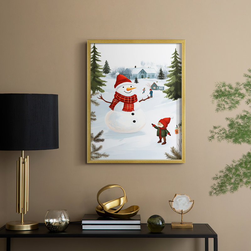 «Christmas Holiday Art», reproduction encadrée Cccxxx - bois massif, H 21 po x l 17 po, Doré