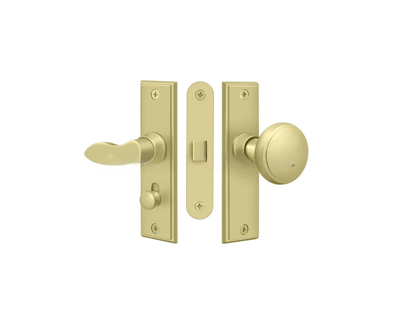 Loquet de porte de tempête Deltana SDML334U3, carré, serrure à mortaise en laiton poli, Polished Brass
