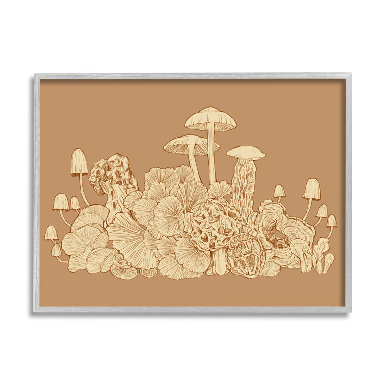 Champignons complexes de la forêt, H 16 po x l 20 po x P 1,5 po, Estampe numérique Farmhouse