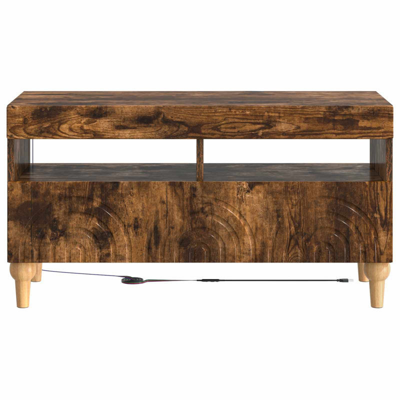 TV Stand, 43cm H x 81cm W x 35cm D, Smoked Oak