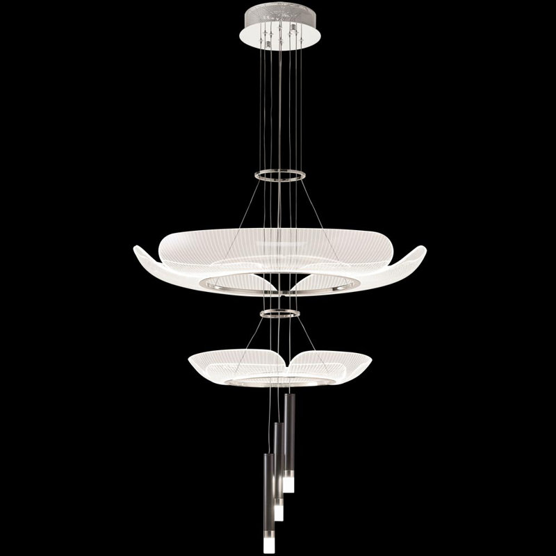 Lustre à DEL de conception contemporaine, H 32 po x l 32 po x P 34 po