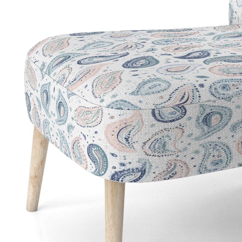 Chaise rembourrée moderne avec accoudoirs Serene Paisley Dreams, Chaise d'appoint sans accoudoirs