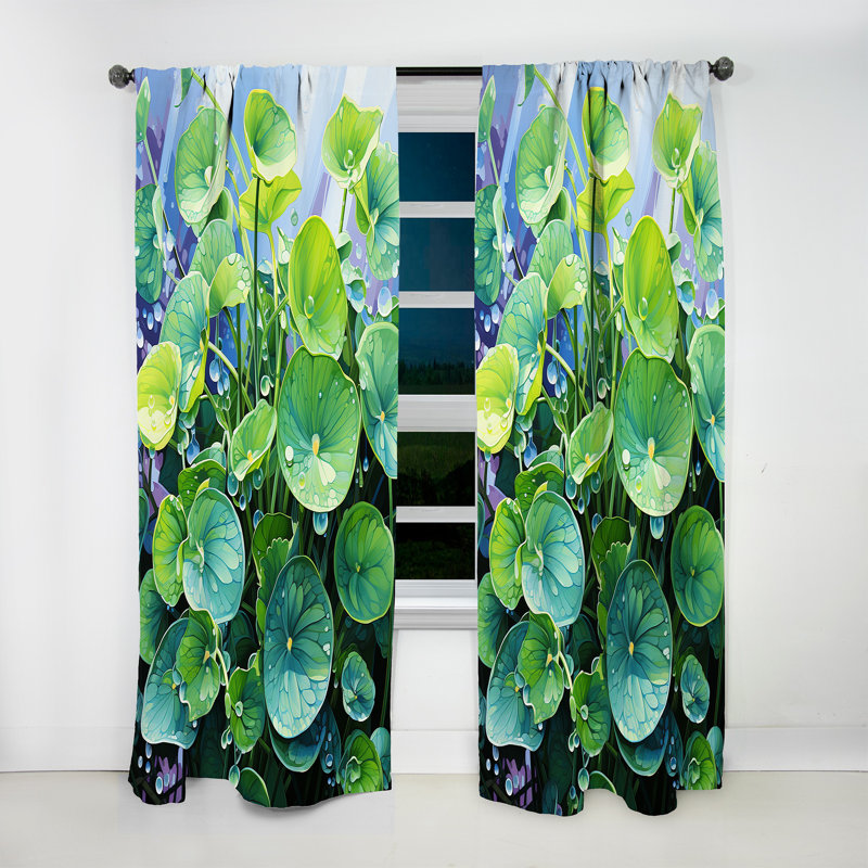 Lamyah Green Realistic Charm I - Rideau en velours tropical - obscurcissant - 1 panneau, L 52 po x L 90 po