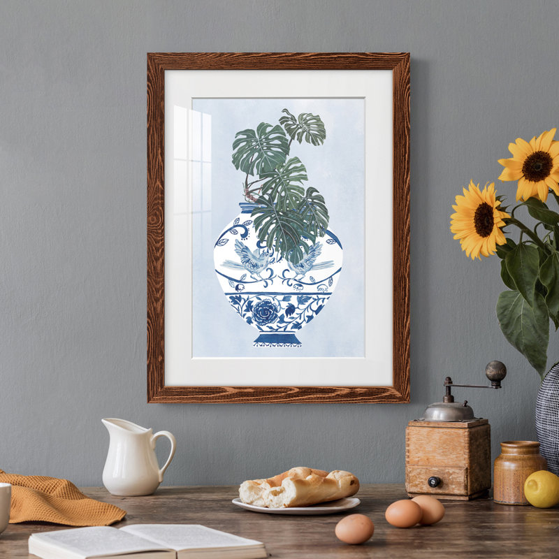 Vase au clair de lune II - peinture encadrée, H 38 po x l 28 po x P 1 po, Cadre en érable