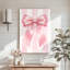 Tableau sur toile « Coquette à nœud en satin rose », impression sur toile tendue sur châssis, 61 x 91 cm, rose poudré, décoration murale originale pour chambre, salon et bureau à domicile