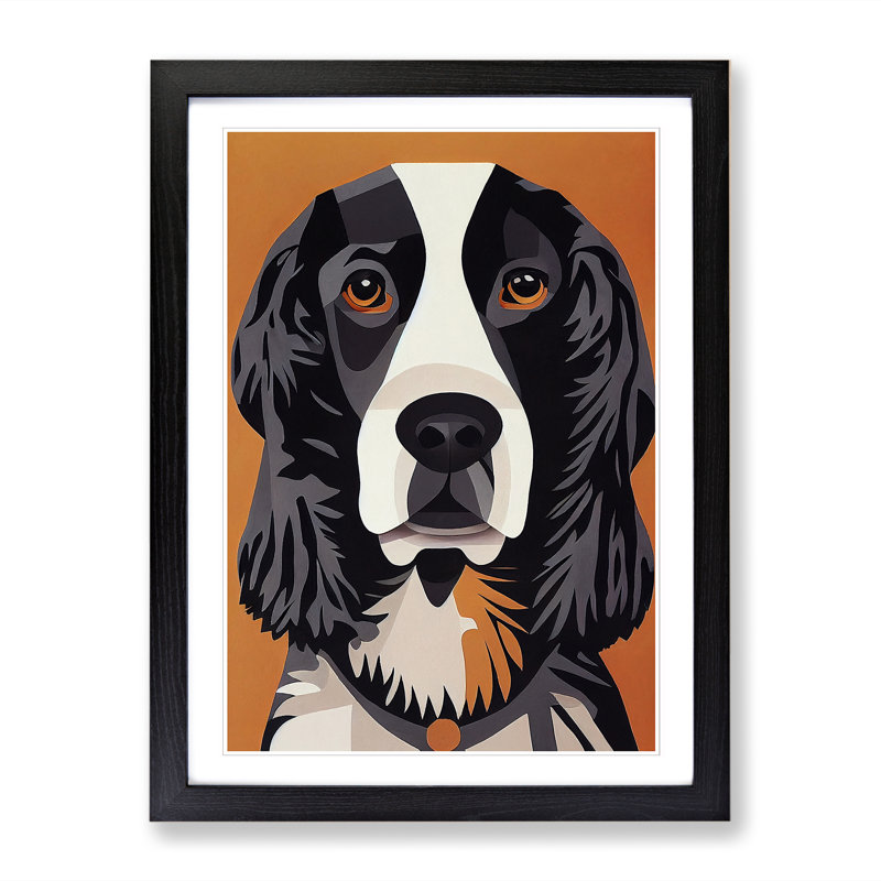 Lympsham Springer Spaniel Geometric - Wall Art, Black, 64cm H x 46cm W x 2cm D