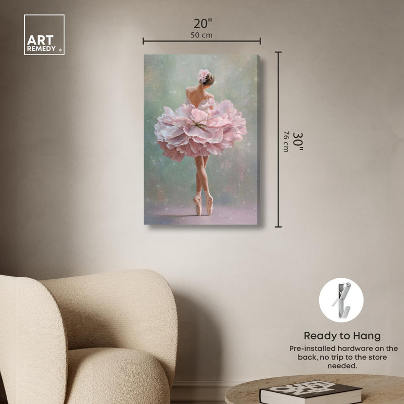 «Blossom Ballerina Glam», reproduction d'art sur toile par Art Remedy, H 30 po x l 20 po, Toile tendue avec châssis