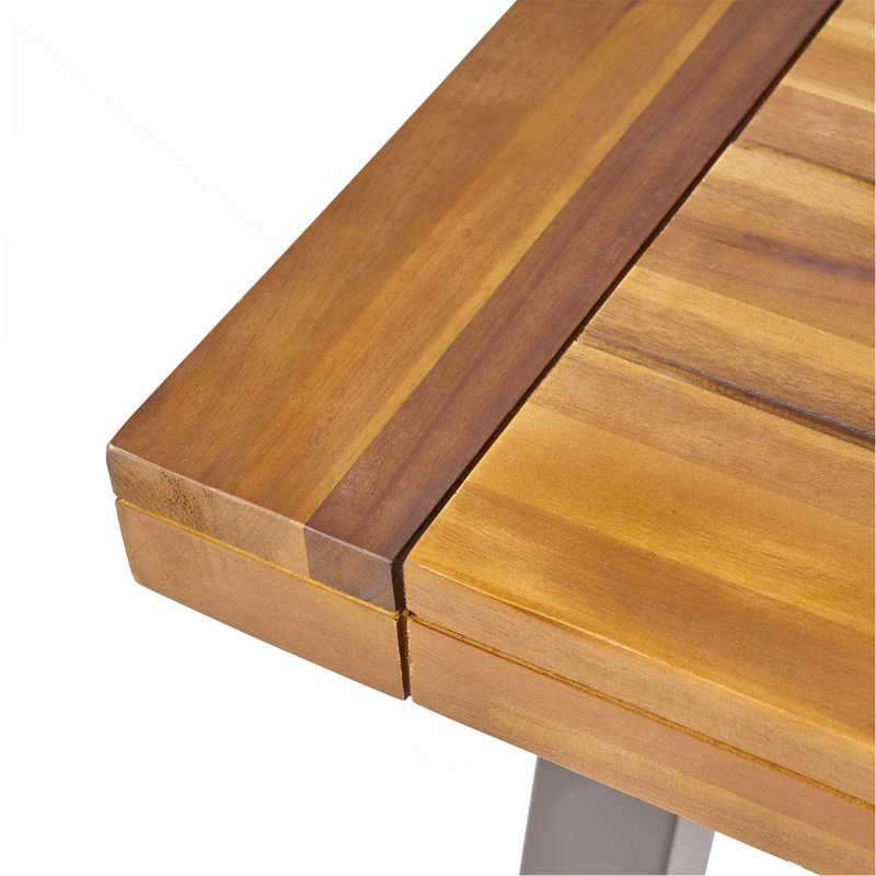 Table de salle à manger d'extérieur, Plateau en teck / base grise