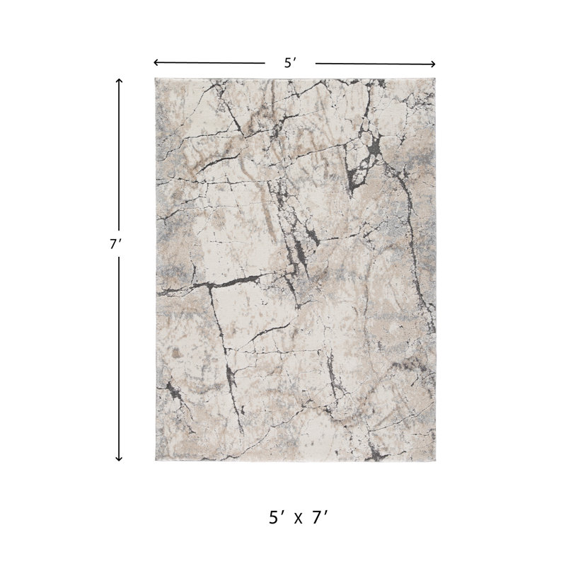Tapis gris tissé à la main, Rectangle 5 pi 3 po x 7 pi 3 po