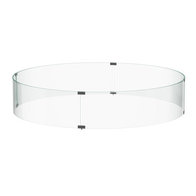 22" X 22" Round Glass Fire Flame Guard With Stainless Steel Connectors