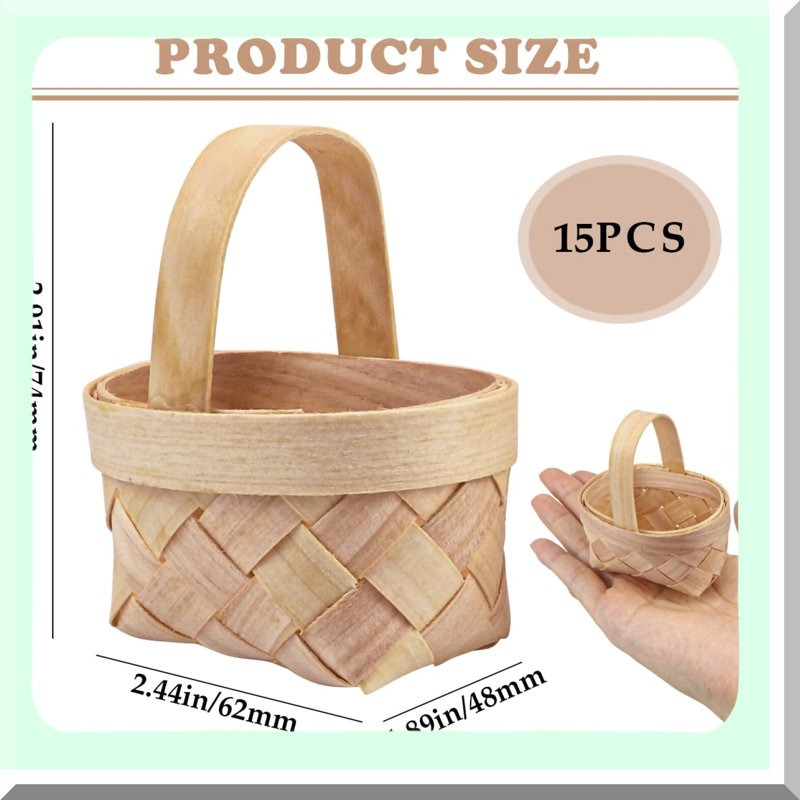 15/Pcs Mini Woven Baskets for Wedding and Party Decor