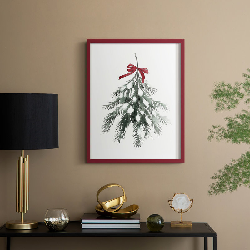 «Christmas Holiday Art DCCCL XXVII», reproduction d'art encadrée - bois massif, H 15 po x l 12 po, Rouge