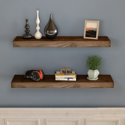 2 Piece Solid Wood Floating Shelf