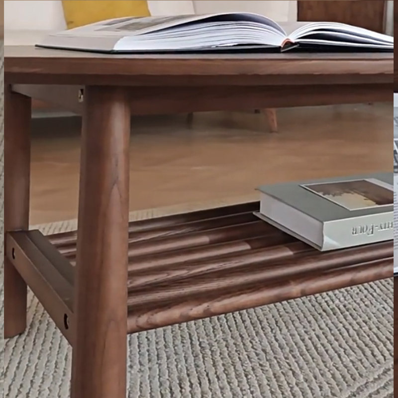 Table basse en bois massif au design rétro et simple, Brun