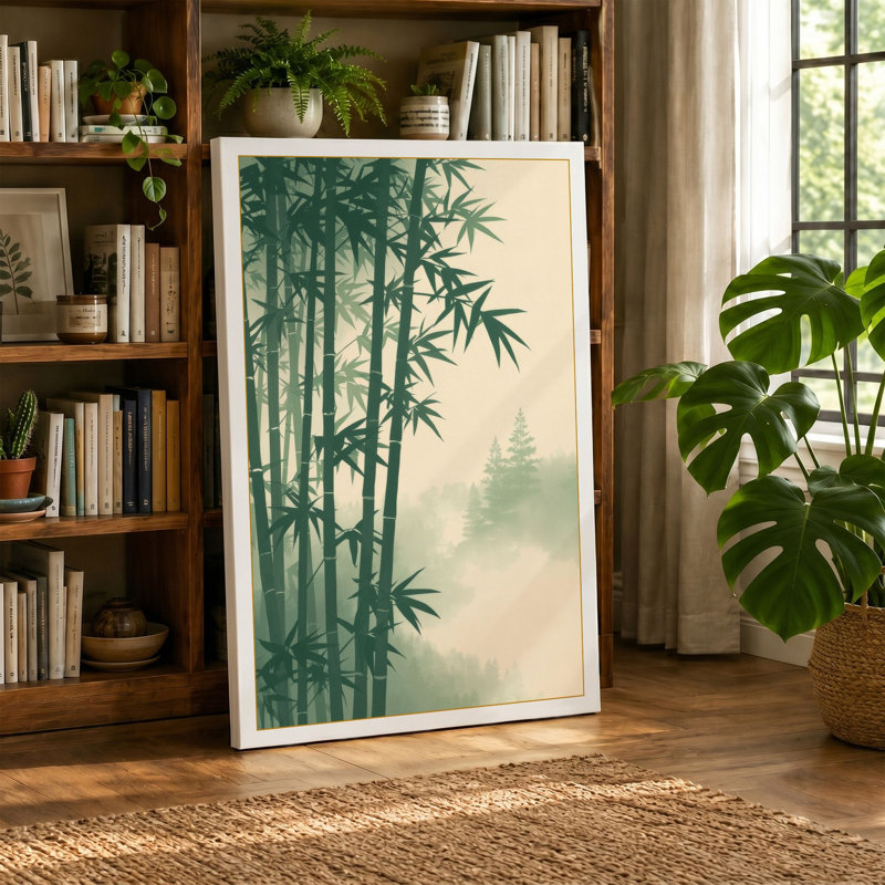 Quiet Bamboo Forest Japandi - Wrapped Canvas, 24x16 - 61.0 x 40.6 cm, Cream Border