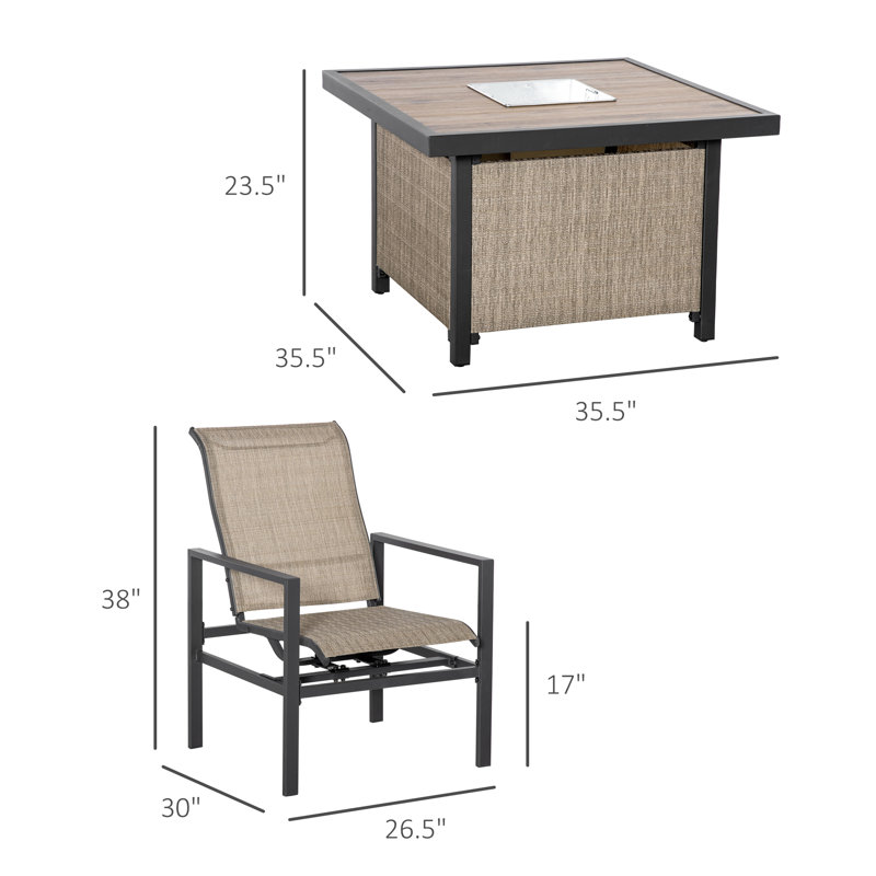 Square 4 - Person 35.5'' Long Dining Set