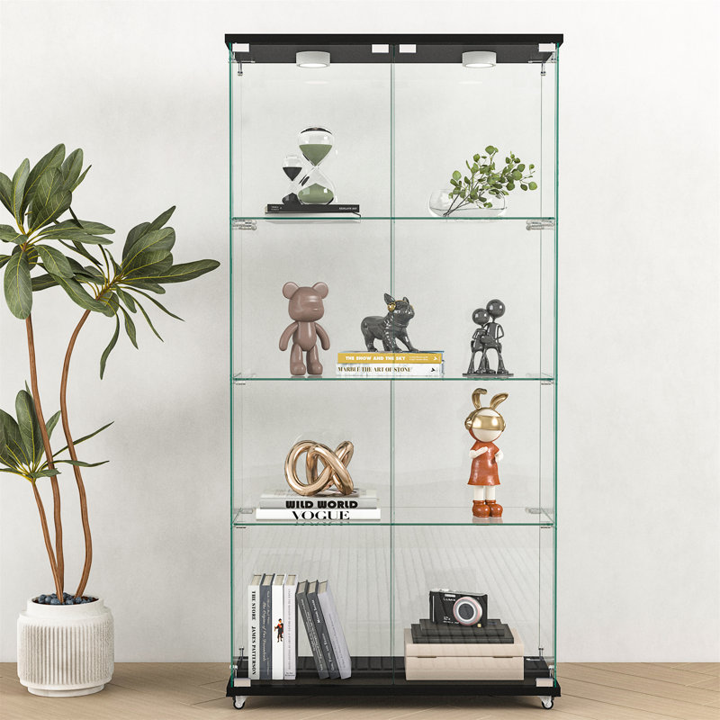Vitrine moderne en verre avec lumières DEL, Noir