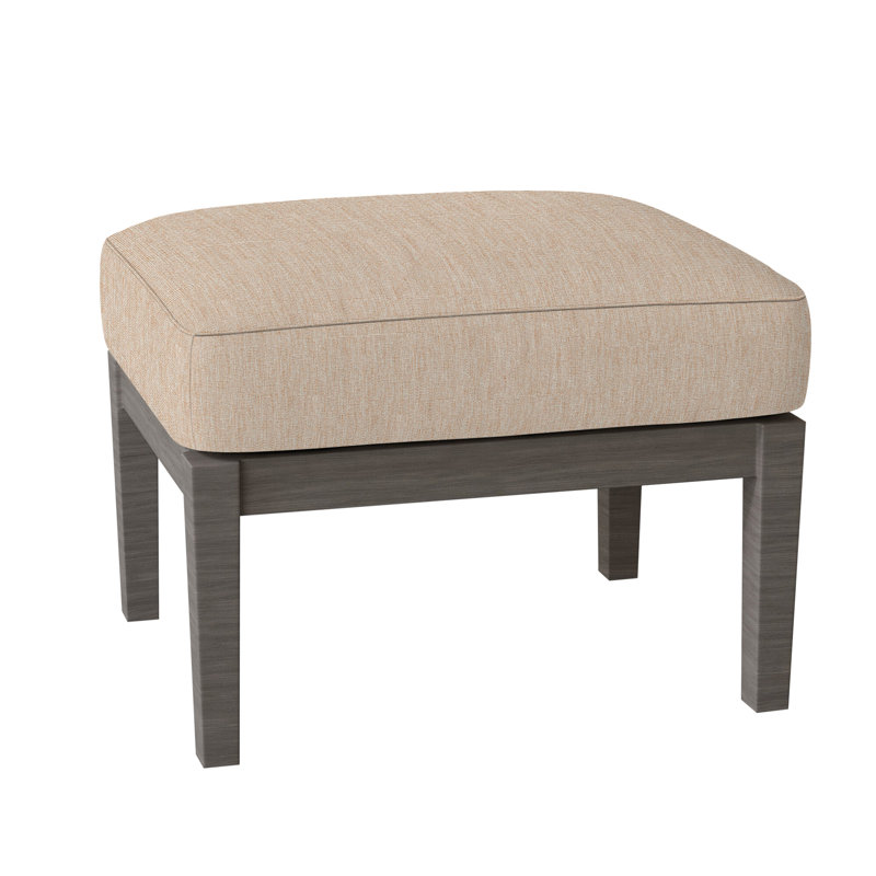 Lattice Outdoor Ottoman with Cushion, Welt, Herringbone Sand