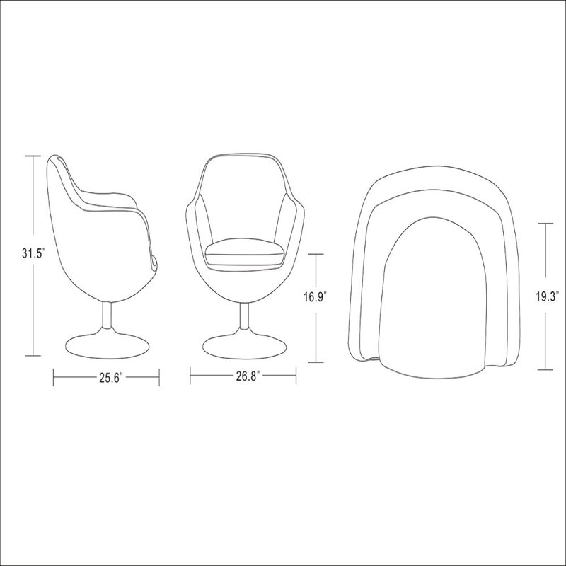 Fauteuil pivotant de 26,8 po Climax, Sergé de coton gris