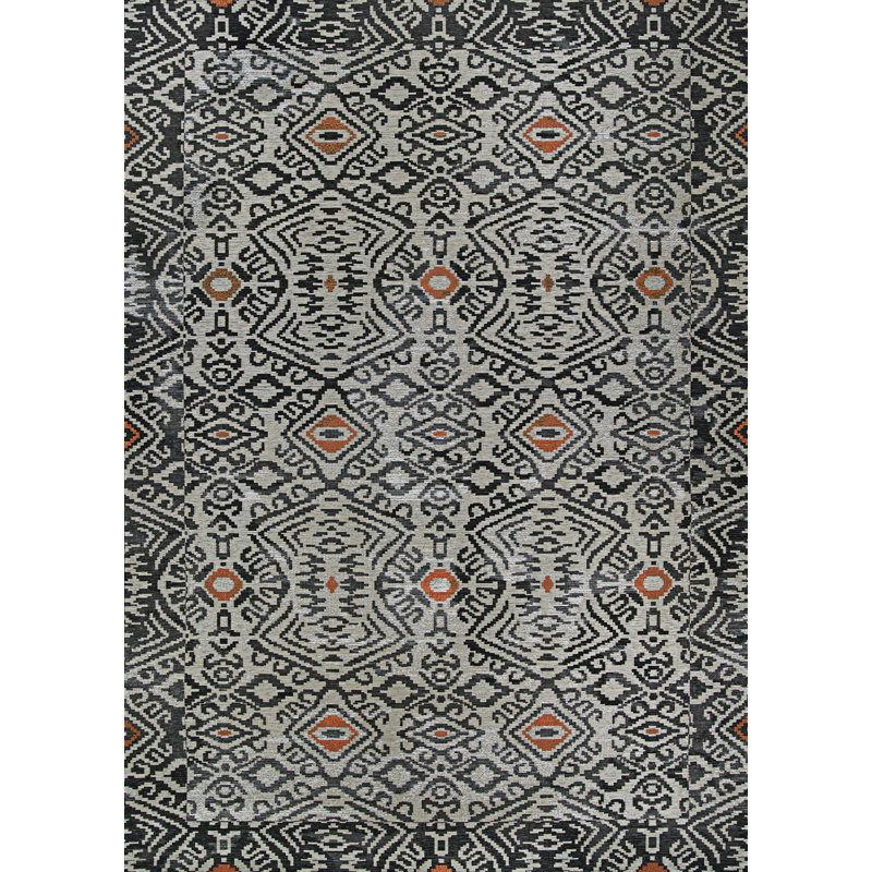 Hause Geometric Smoke Black Indoor Outdoor Area Rug, Rectangle 5'3" x 7'6"