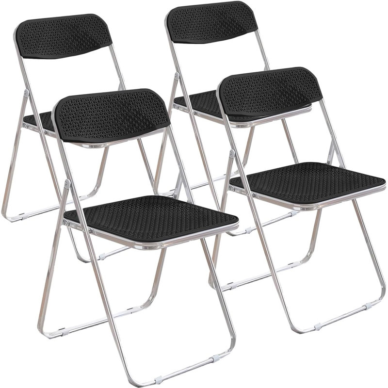 Stackable Folding Chair Folding Chair Set, Black