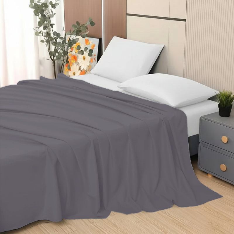 Cotton Blend Standard Flat Sheet, Single (3'), Grey