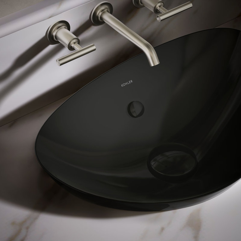Lavabo de salle de bain vasque en céramique avec trop-plein Veil®, Noir noir ™