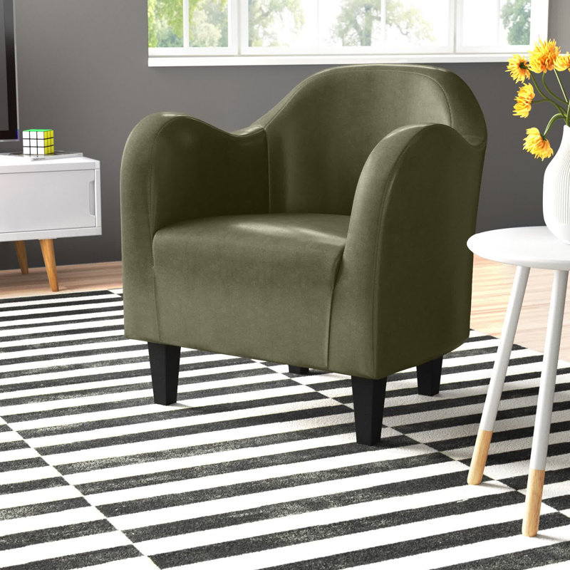 Fauteuil demi-tonneau l 30,5 po Tangier, Similicuir vert forêt