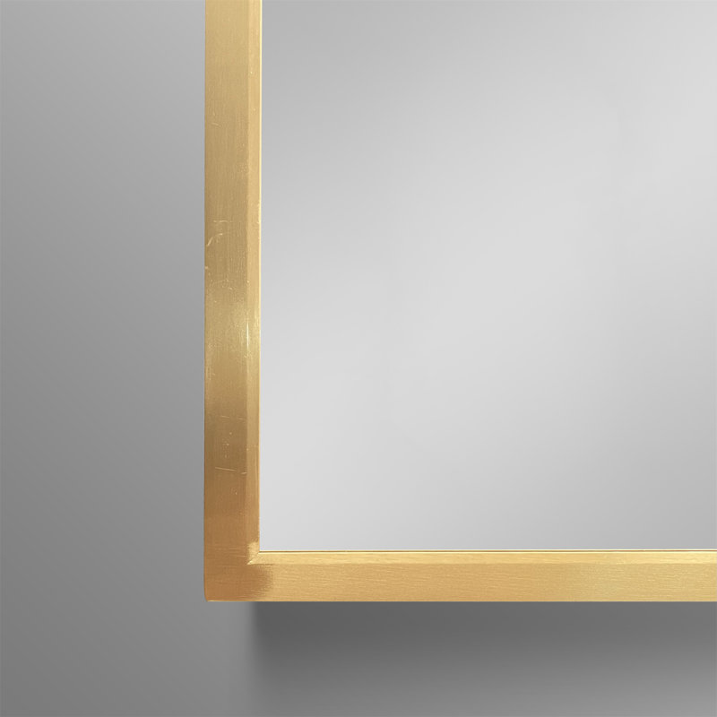 Armoire à pharmacie murale ou miroir encastrée en métal doré 16 x 28 pouces avec miroir, Doré / Blanc