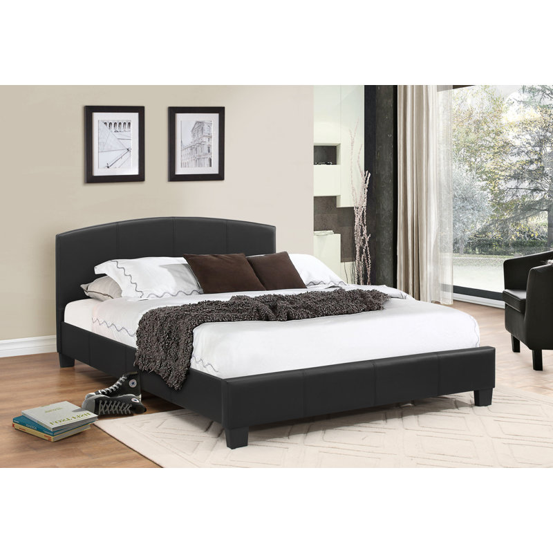 Palmers Vegan Leather Metal Platform Bed, Black, Full/Double