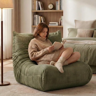 Grands fauteuils à billes pour adultes, fauteuil moelleux en mousse à mémoire de forme avec coussin lombaire, fauteuil en velours côtelé, canapé paresseux pour le salon de la chambre à coucher, jeux vidéo