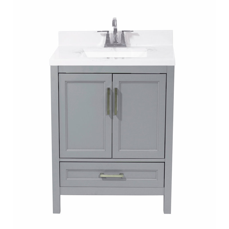 Ensemble de meuble-lavabo simple 25 po Daily, Marbre de Carrare, Gris
