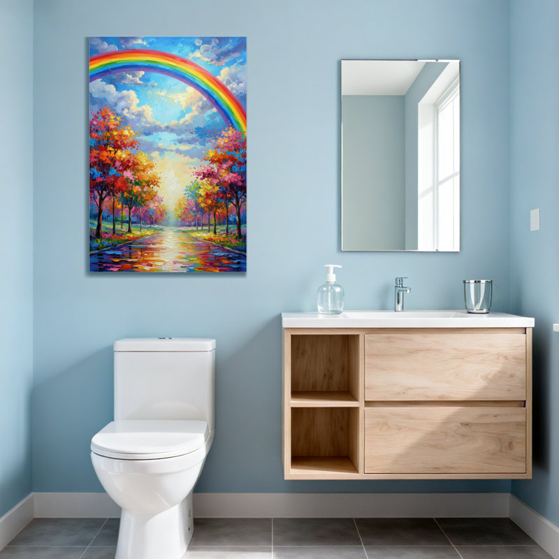 «Landscape & Nature Rainbow Sky Trees Path», impression de paysage coloré, H 48 po x l 32 po