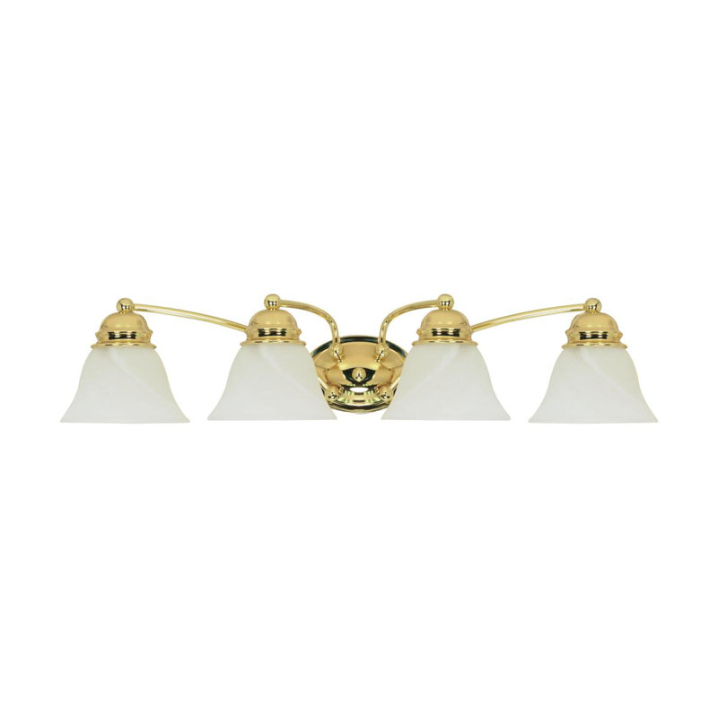 Charmaine 4 - Light Dimmable Vanity Light, Alabaster, Polished Brass