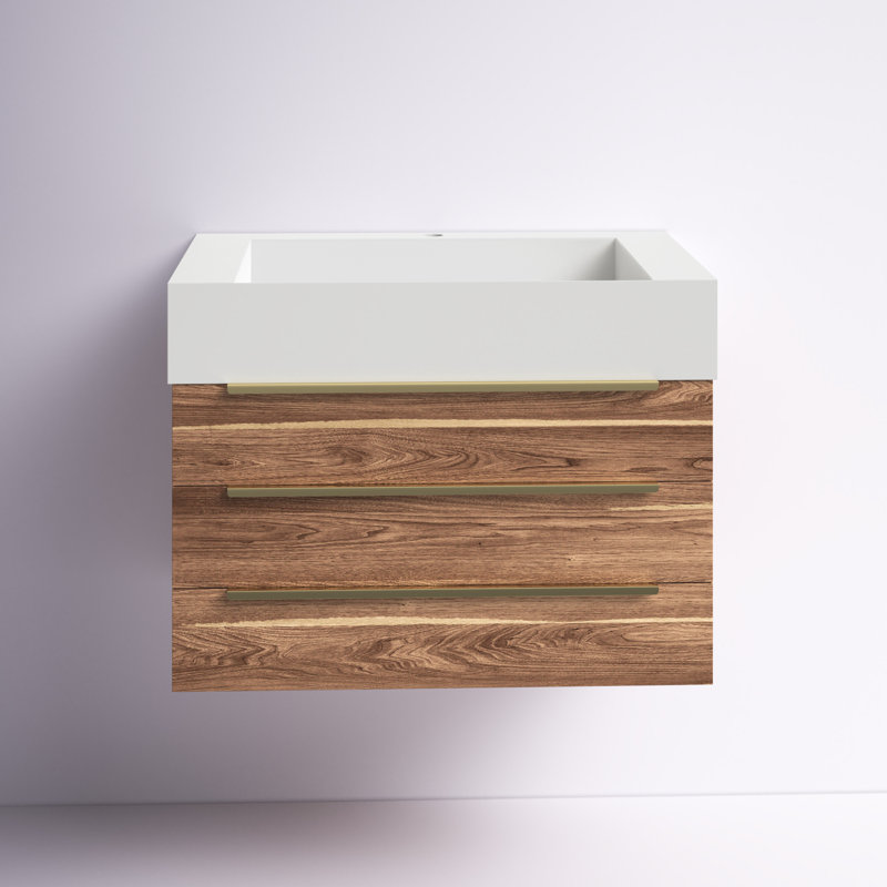 Ensemble de meuble-lavabo mural simple 29,5 po Glasgow, Blanc foncé / chêne, Blanc