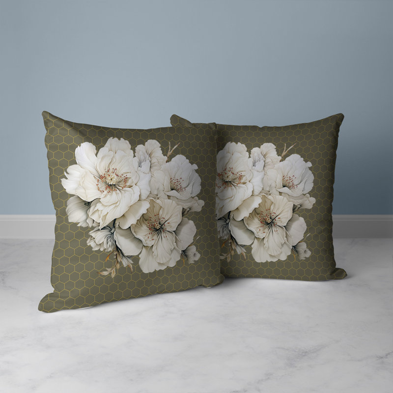 Coussin Magnolia Majesty, H 18 po x l 18 po, Vert