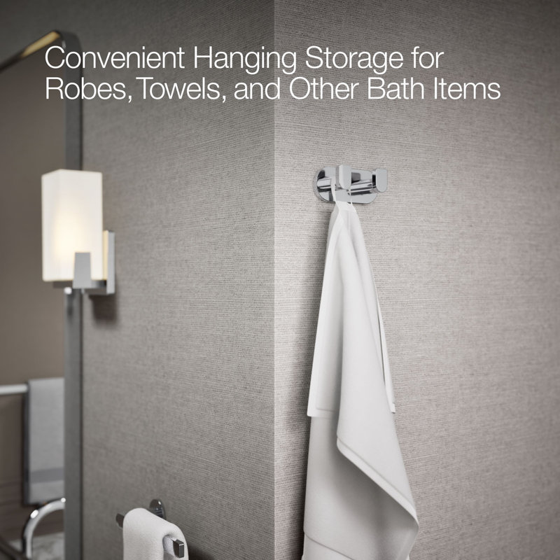 Composed® Wall Mounted Double Robe Hook, Polished Chrome