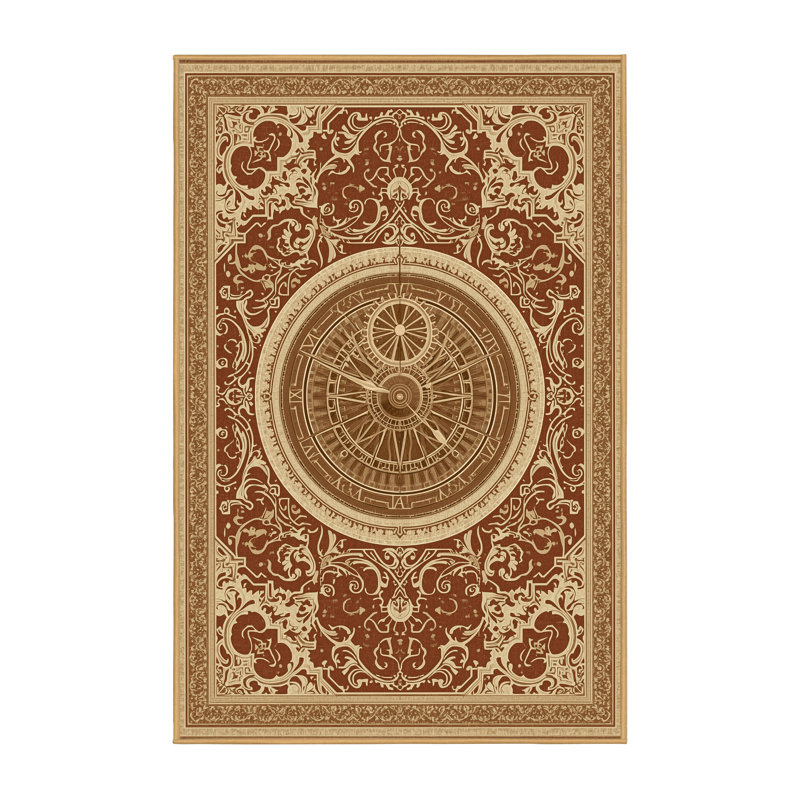 Tapis moelleux moelleux en damas classique brun - reliure brun clair, 3 X 5