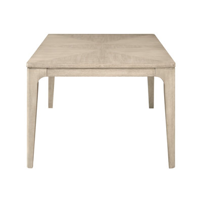 Table de salle à manger rectangulaire transitionnelle avec rallonge, finition bois naturel et gris clair, 8 sièges