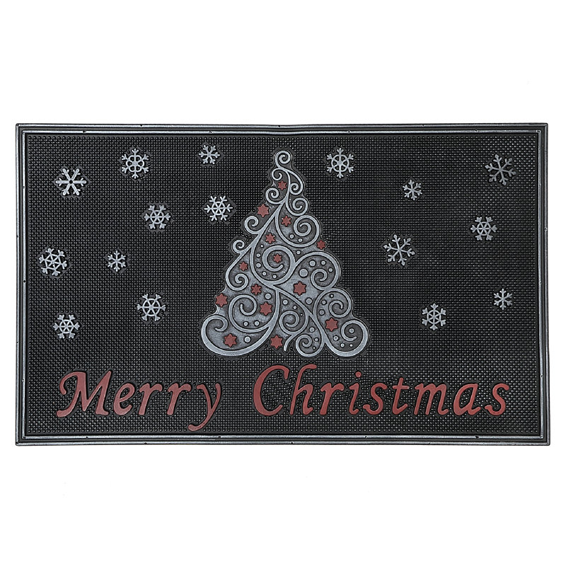 Tapis d'entrée en caoutchouc antidérapant intérieur / extérieur 30 po x 18 po Merry Christmas
