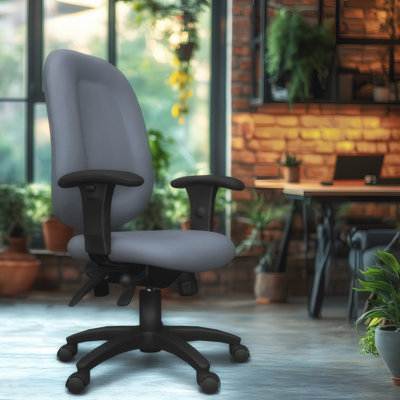 Chaise de bureau multifonctionnelle à haut dossier avec accoudoirs réglables Regency Comfort Series - Gris