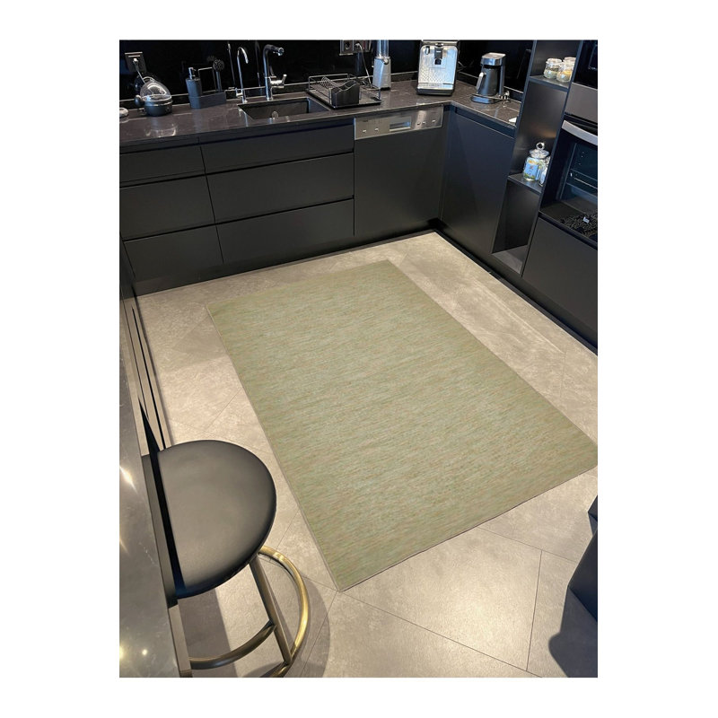 Tapis tissé uni lavable à la machine avec paille, Sous-tapis rond 3 pi 3 po inclus
